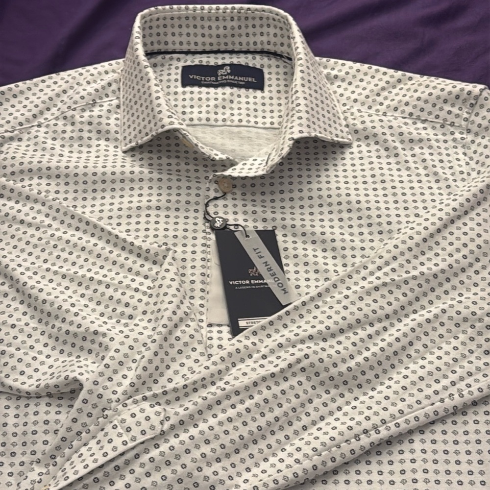 NWT Victor Emmanuel jersey dress shirt 15. 33/34